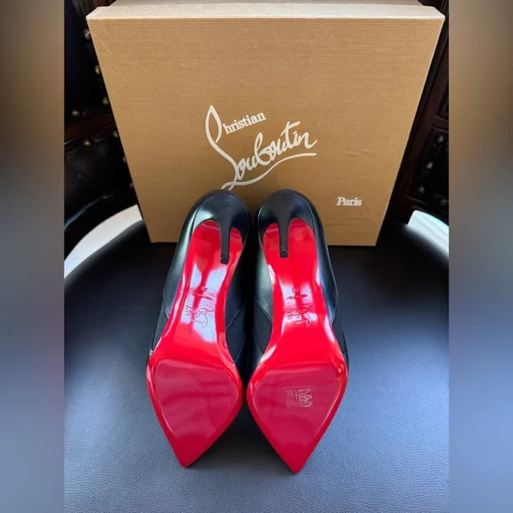 New Christian Louboutin Calfskin Chelsea Chick 100 Stiletto Boots Size 41 Black - Picture 4 of 9